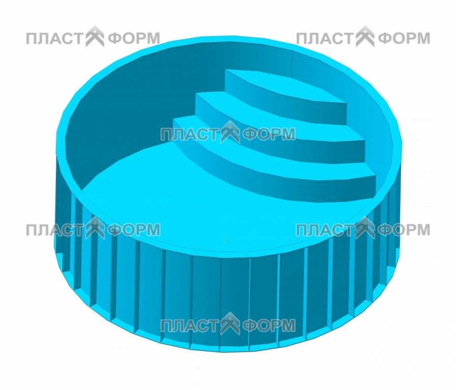 Модель круглого бассейна со ступенями
